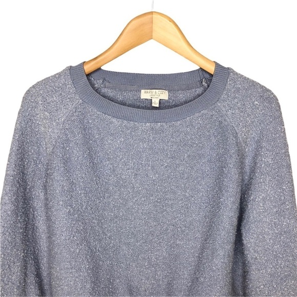 Warm and Cozy by Poof Pullover Textured Long Sleeve Size Large Blue - Picture 2 of 8